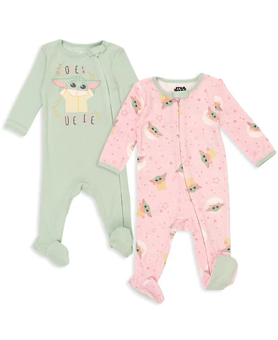 Star Wars Baby Girls 2 Pack Zip Up Sleep N' Play Coveralls