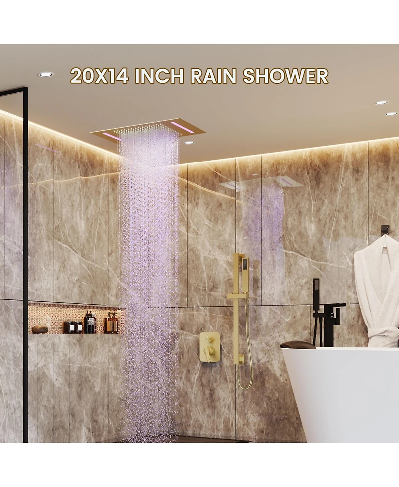 Casainc Led Light Pressure-balanced Valve Included All-In-One Kit with Rough In-Valve Thermostatic Shower System