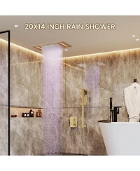 Casainc Led Light Pressure-balanced Valve Included All-In-One Kit with Rough In-Valve Thermostatic Shower System