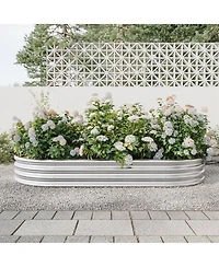 Raised Garden Bed Outdoor, Oval Large Metal Raised Planter Bed for for Plants, Vegetables, and Flowers