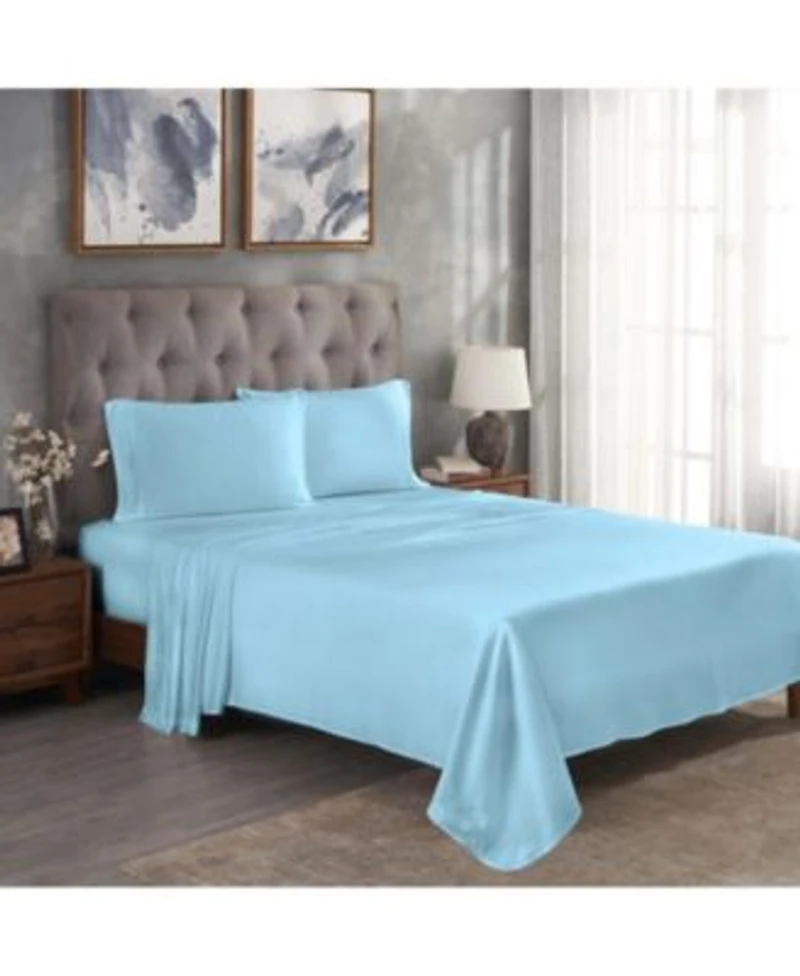 Superior Modal From Beechwood 300 Thread Count Lightweight Cooling Solid Extra Deep Pocket Bed Sheet Set