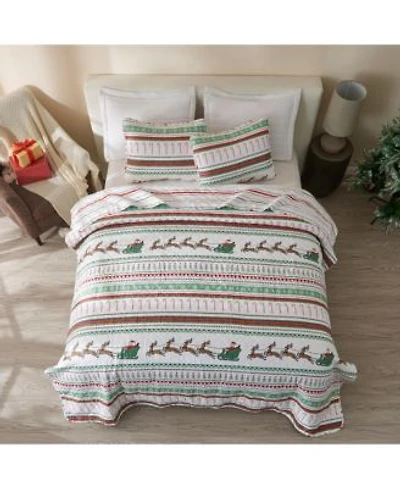 Linery Co. Holiday Striped Microfiber Quilt Set With Shams