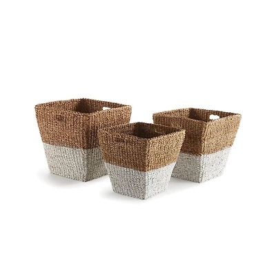 Seagrass Rectangular Storage Baskets Set of 3