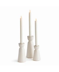 Libbey Decorative Indoor Premium Glaze Finish Stoneware Taper Candle Holders Set of 3