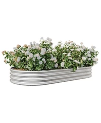 Raised Garden Bed Outdoor, Oval Large Metal Raised Planter Bed for for Plants, Vegetables, and Flowers