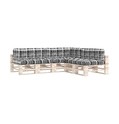 Pallet Sofa Cushions 7 pcs Gray Check Pattern