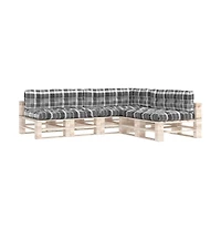 Pallet Sofa Cushions 7 pcs Check Pattern