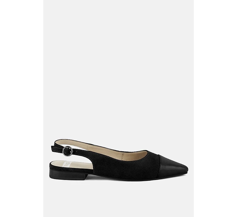 Uwaha Genuine Leather & Real Suede Slingback Flats