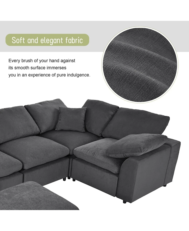 Oversized Modular Sectional Sofa with Ottoman L Shaped Corner Sectional for Living Room, Office, Spacious Space