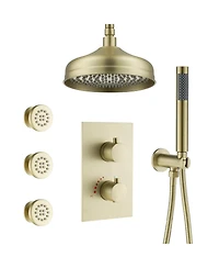 Casainc 8 Inch Ceiling-Mounted Thermostatic Shower System With Body Jets Handheld