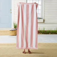 Linery & Co. 100% Cotton Velour Cabana Stripe Oversized Beach Towel