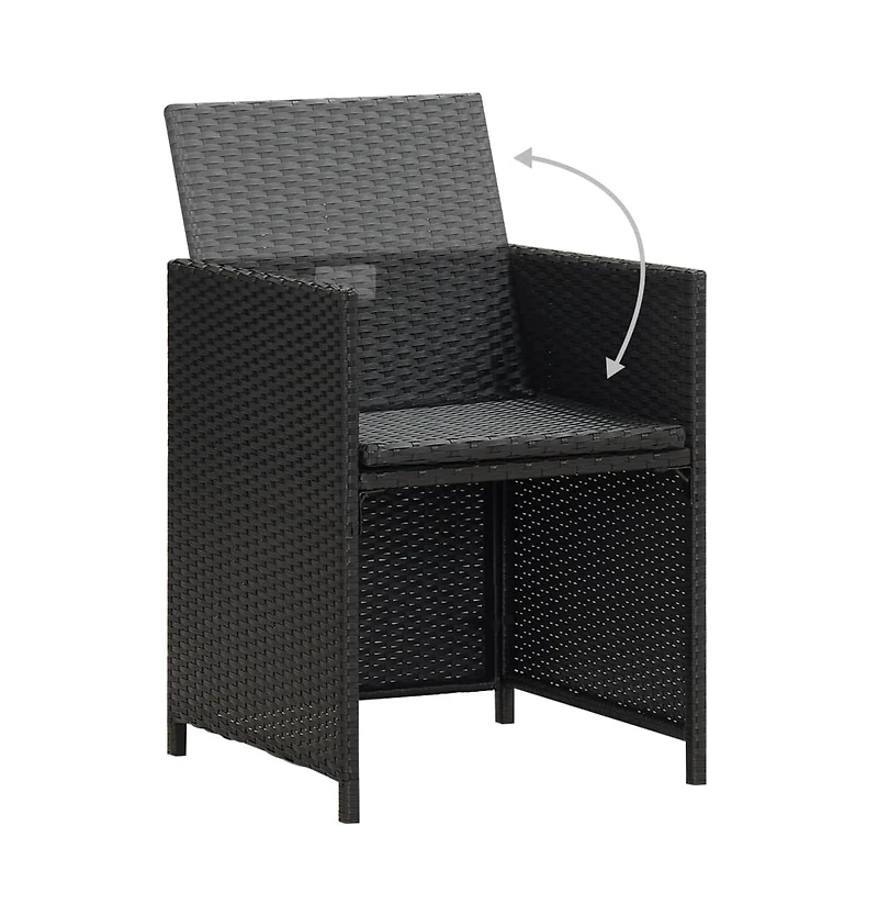 Patio Chairs 2 pcs with Cushions and Pillows Poly Rattan Black