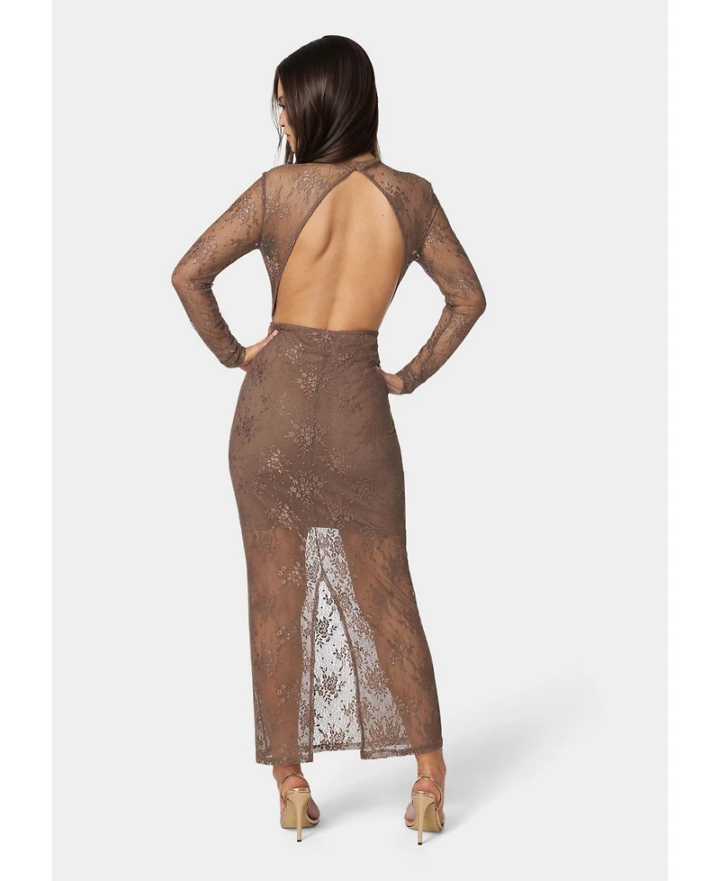 Bebe Women's Illusion Lace Maxi Dress