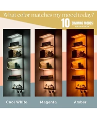 Sorbus 5 Tier Wall Mounted Floating Shelf Unit with Led Lights - Home Decor and Storage Organizer