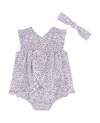 Tommy Hilfiger Baby Girls 2-Piece Printed Pique Sunsuit Headband Set