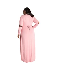 Poetic Justice Plus Size Elbow Cut Out Jersey Wrap Maxi Dress