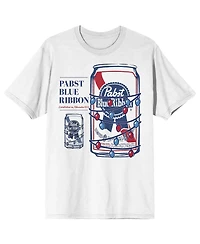 Pabst Blue Ribbon Big & Tall Christmas Lights White Short Sleeve Tee-4XL