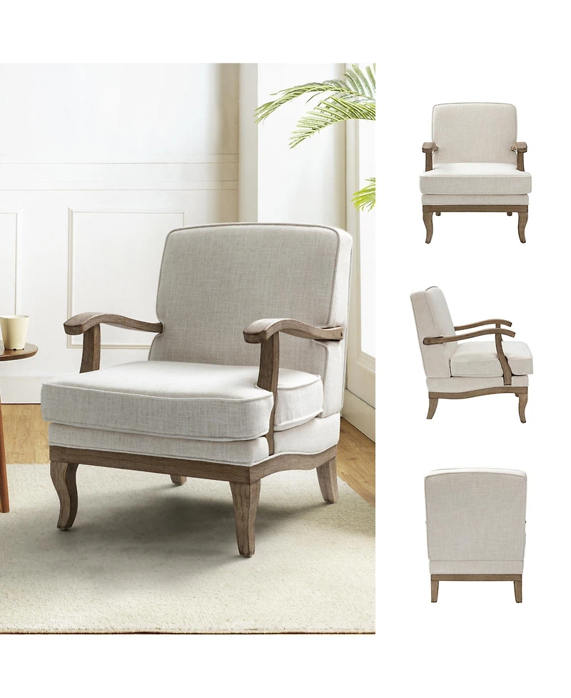 Rinaldo Wooden Upholstered Armchair with Legs