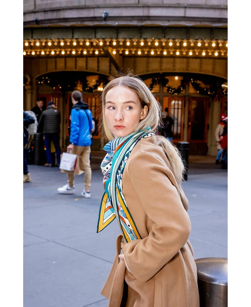 Jessie Zhao New York Double Sided Wool Silk Triangle Scarf Of Shapes Reconstruction