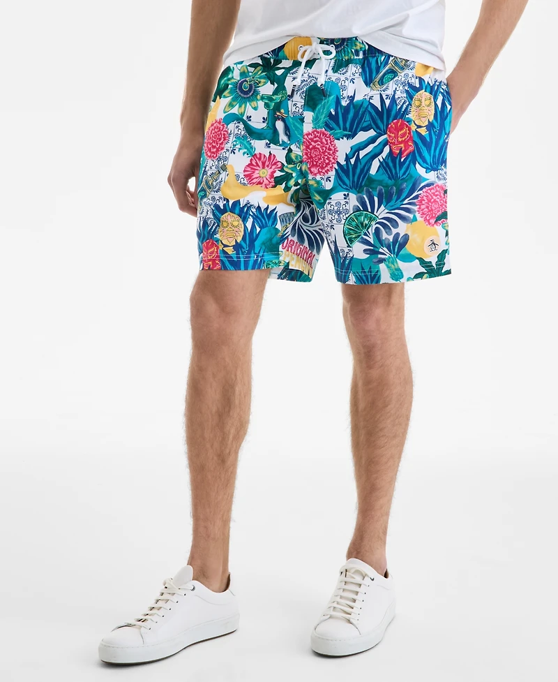 Original Penguin Men's Floral Swim Trunks