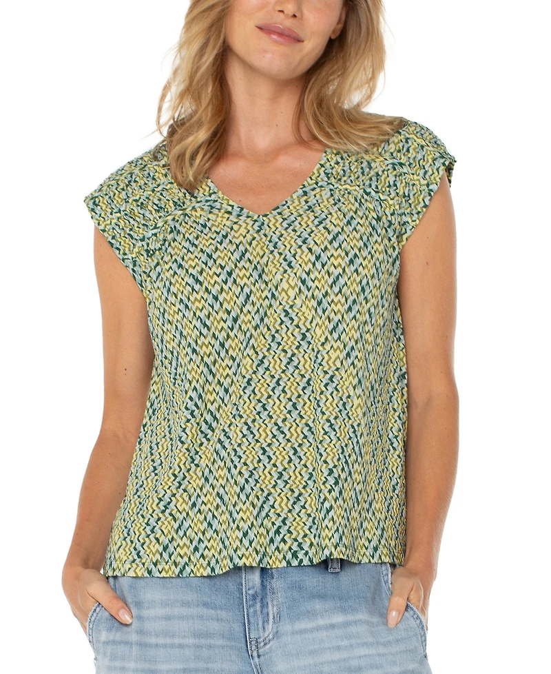 Liverpool Los Angeles Women's Short Sleeve Dolman Tie Back Knit Top
