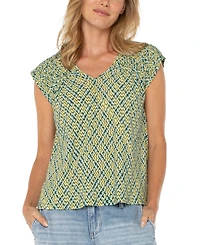 Liverpool Los Angeles Women's Short Sleeve Dolman Tie Back Knit Top