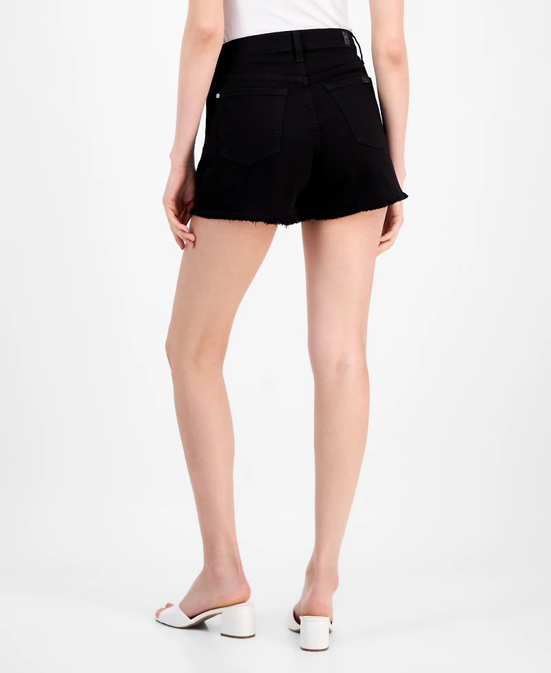 7 For All Mankind Women's High-Rise Frayed Denim Shorts