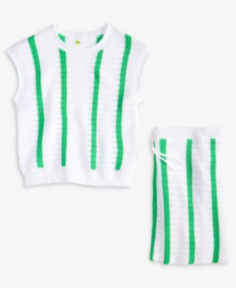 Epic Threads Little Big Girls Striped Crochet Knit Top Shorts Exclusively At Macys