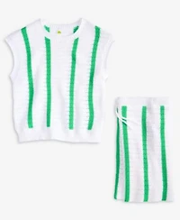 Epic Threads Little Big Girls Striped Crochet Knit Top Shorts Exclusively At Macys