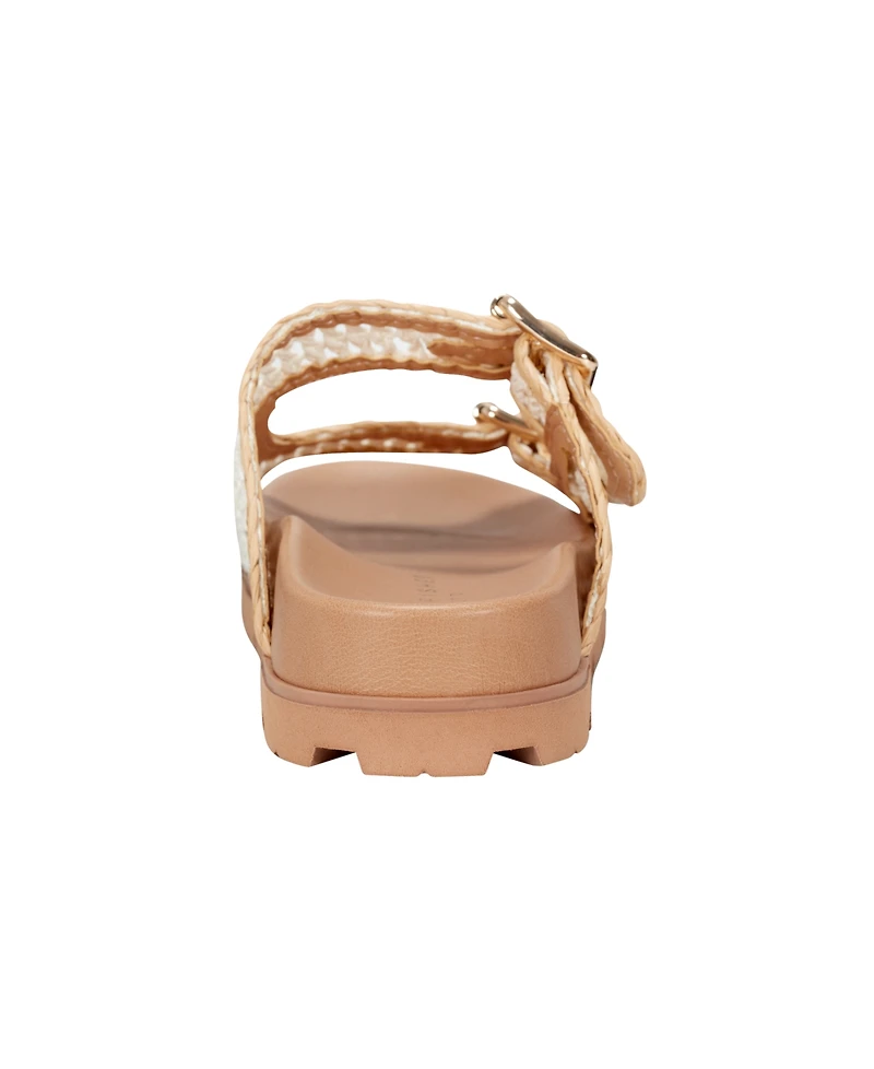 Marc Fisher Ltd Women's Mylan Woven Buckle Straps Flat Sandals