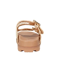 Marc Fisher Ltd Women's Mylan Woven Buckle Straps Flat Sandals