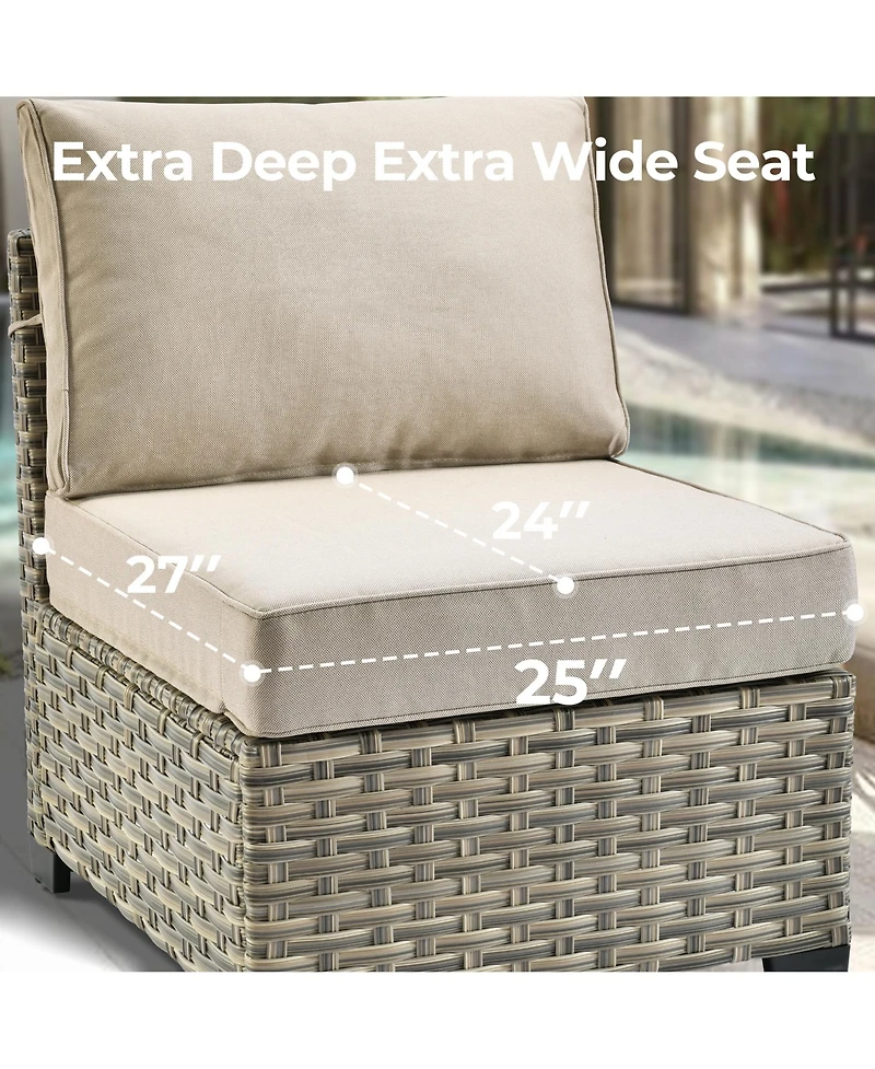 Xizzi Outdoor Patio Furniture Set,6 Pieces Rattan Sectional Set,Outside Coversation Set with Extra Deep Sofa Couch and Solar C