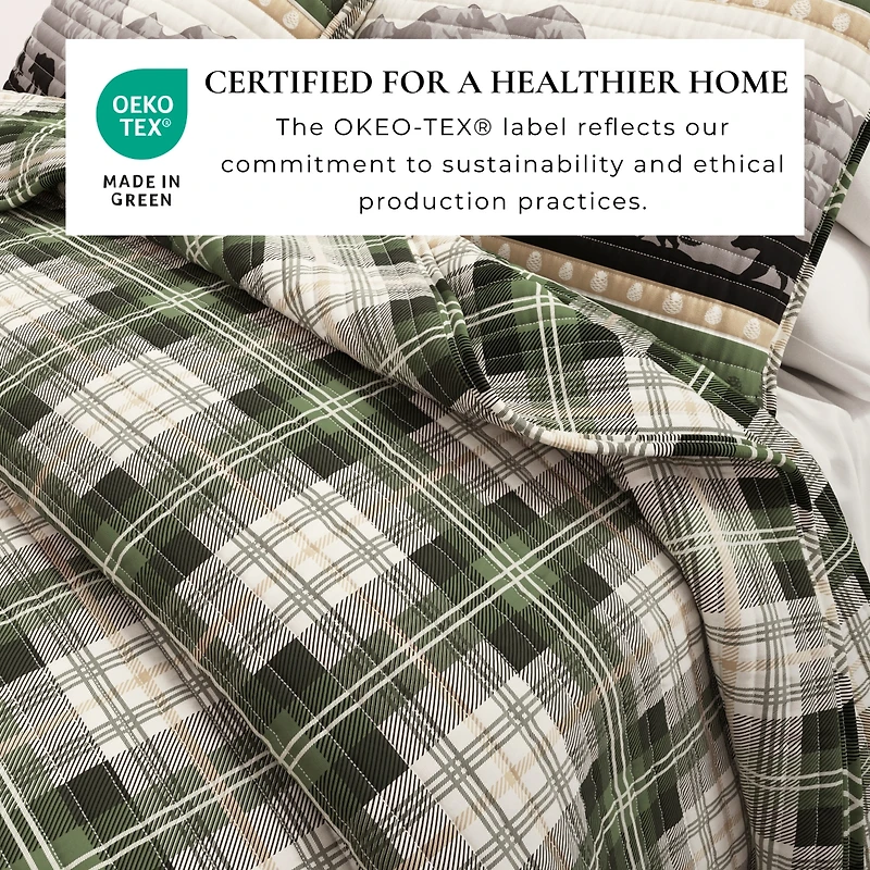 Linery & Co. Mountain Scape & Plaid Microfiber Quilt Set With Shams