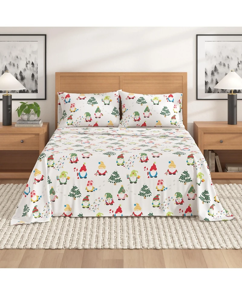Linery & Co. Ultra-Soft Turkish Cotton Flannel Christmas Print Sheet Set