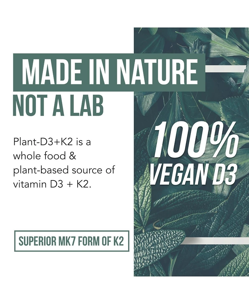 Organic Plant-D3 + K2 5000 Iu Capsules Supplement