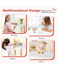 Kids Art Table and Chair Set with Drawer Paper Roll and 2 Markers