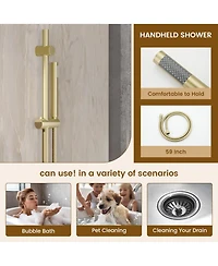 Casainc Pressure-balanced Valve Included All-In-One Kit With Rough In-Valve Thermostatic Shower System Body Jets