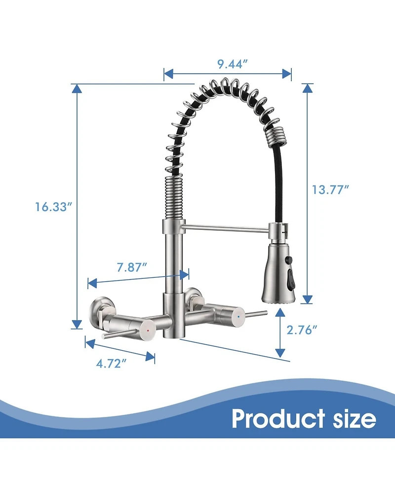3 Functions Wall Mounted Bridge Kitchen Faucet