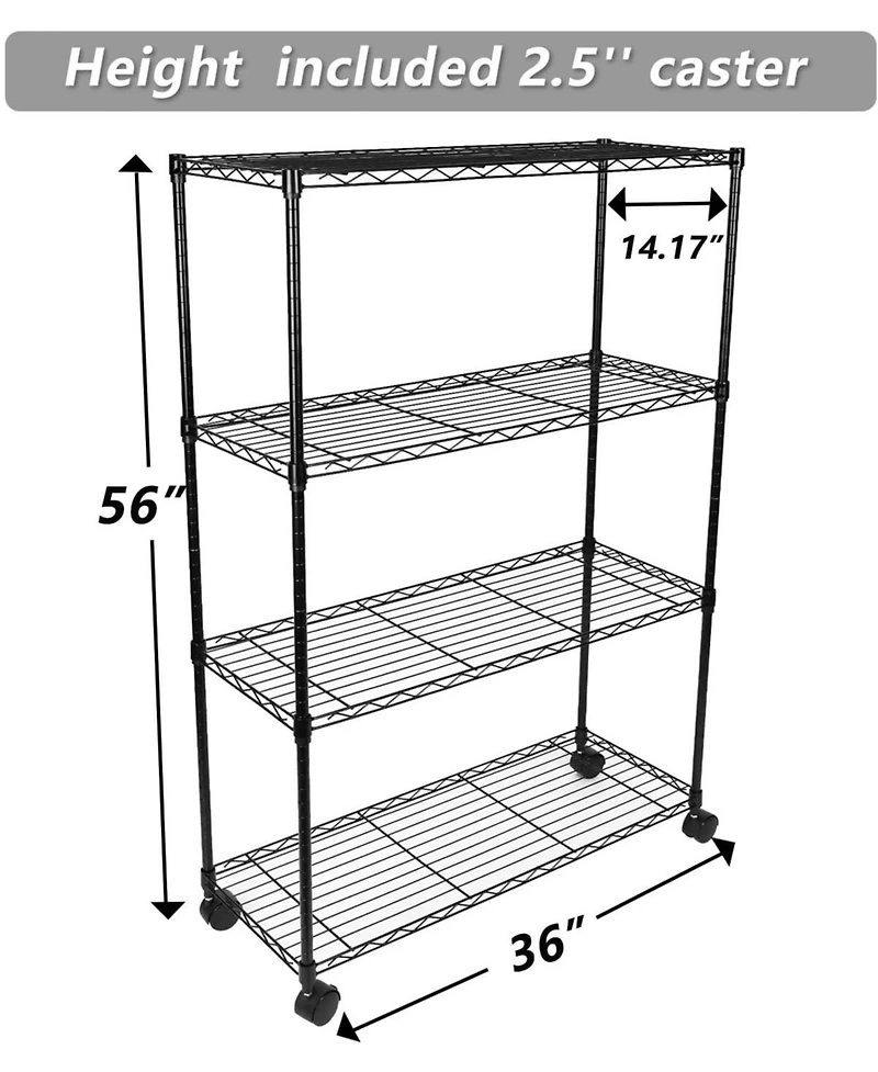 Simple Deluxe 4-Tier Heavy Duty Storage Shelving Unit ,Black,36Lx14Wx54H inch, 1 Pack