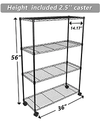 Simple Deluxe 4-Tier Heavy Duty Storage Shelving Unit ,Black,36Lx14Wx54H inch, 1 Pack