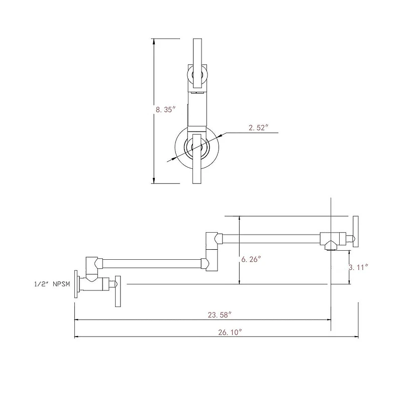 Pot Filler Faucet Wall Mount