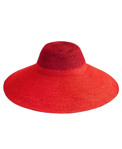 Brunna.co Riri Duo Jute Handwoven Straw Hat In Red & Maroon