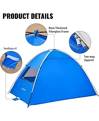 EchoSmile Beach Tent Sun Shelter for 3 Person, Beach Canopy Sun Protection Upf 50+, Easy Setup & Lightweight & Portable Cabana Tent Sun Shade for Baby