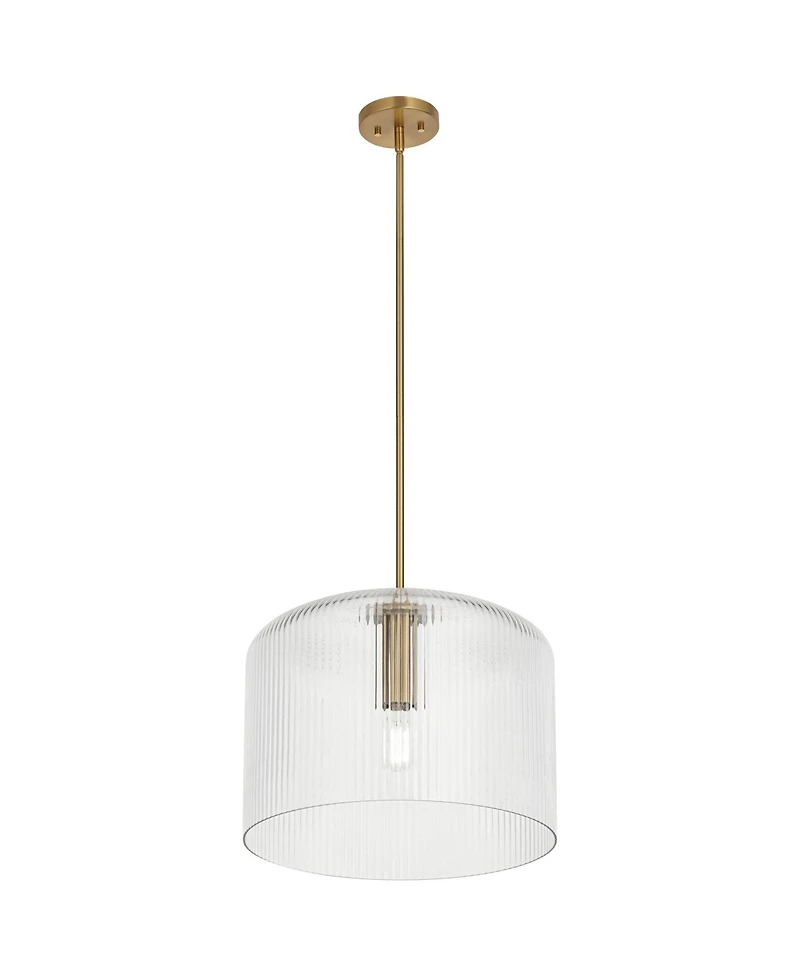 Possini Euro Lallie 18" Wide Warm Brass Ribbed Glass Pendant Light - Possini Euro Design