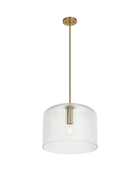 Possini Euro Lallie 18" Wide Warm Brass Ribbed Glass Pendant Light - Possini Euro Design