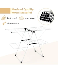 2-level Laundry Drying Rack with Height Adjustable Wings