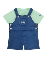 Guess Baby Boys 2-Piece T-Shirt and Knit Denim Overall Set