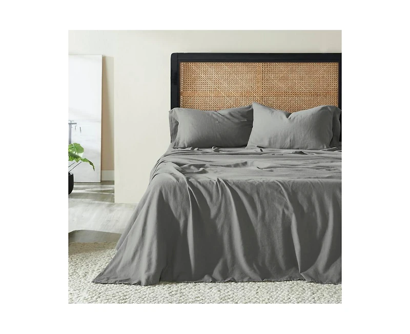 Superior Cotton Linen Blend Deep Pocket Bed Sheet Set, California King