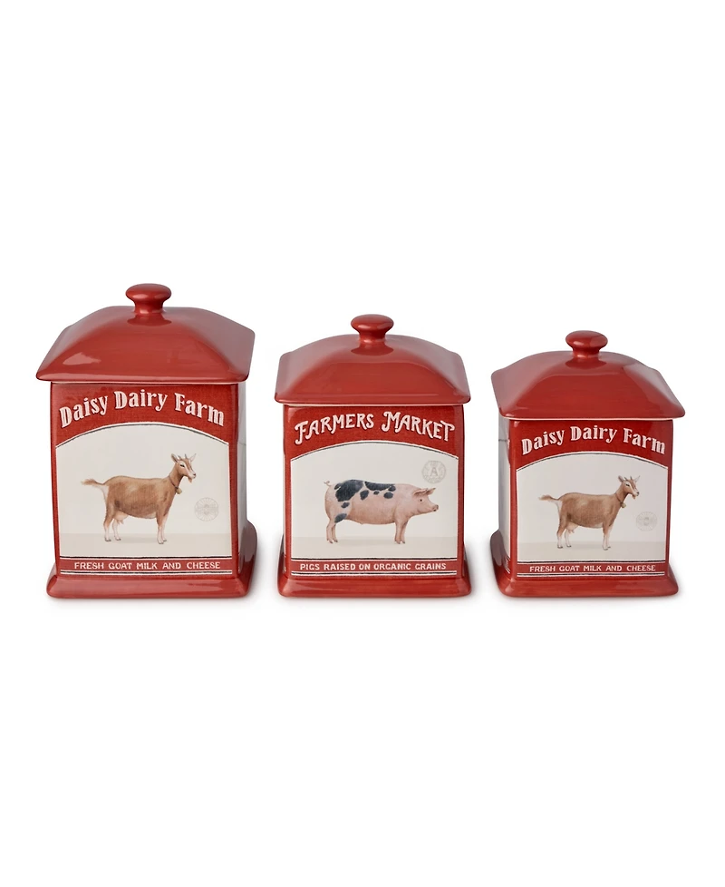 Certified International Vintage Farm Square Canisters, Set of 3