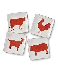 Certified International Vintage Farm Canape Plates, Set of 4, Service for 4